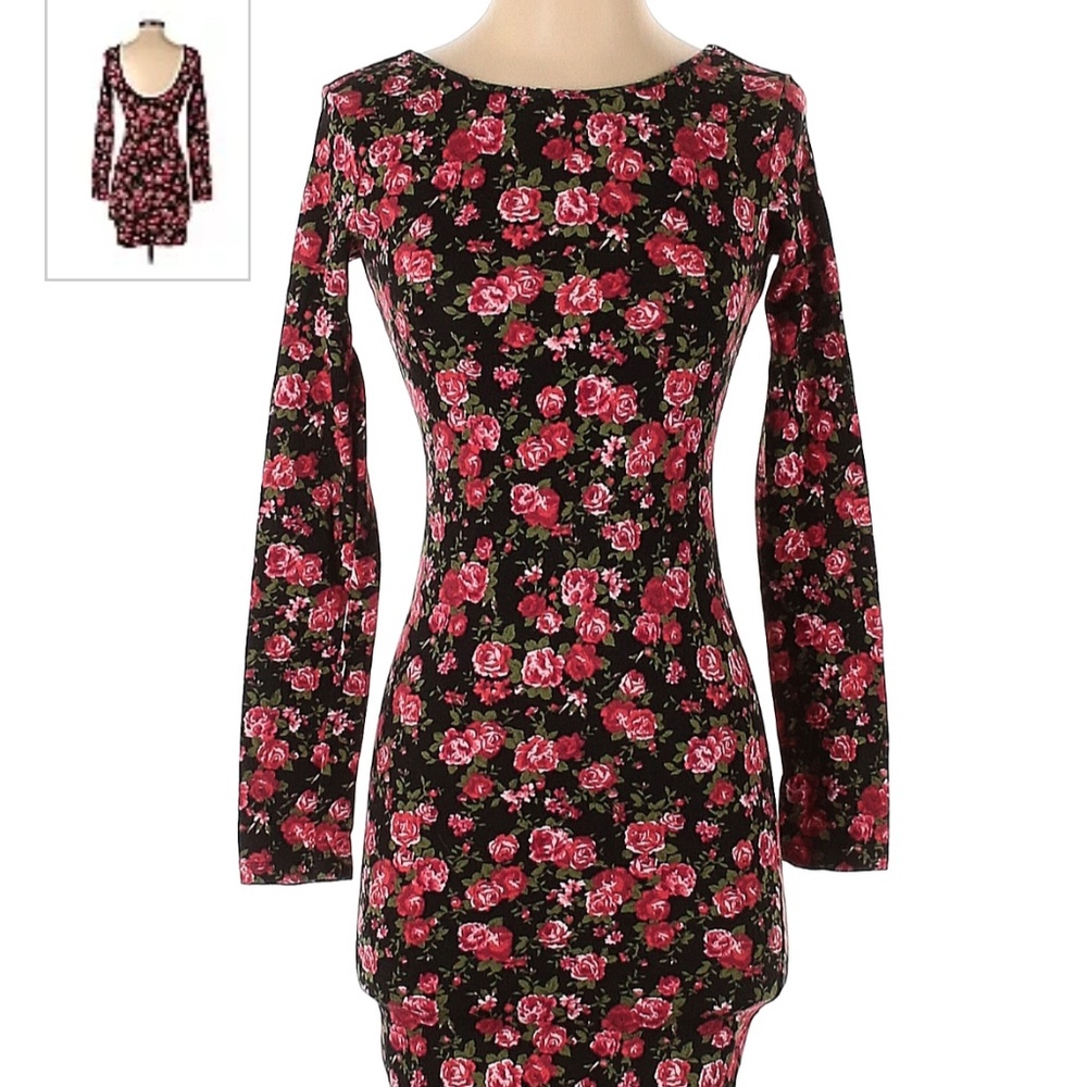 Floral long sleeve mini dress NWOT